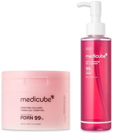 PDRN Soothing Care Duo: Salmon DNA Pink Collagen Jelly Pad and PDRN Jelly to Foam Cleanser | Gentle but Powerful Cleanser and Toner Pad for Radiant, Balanced Skin