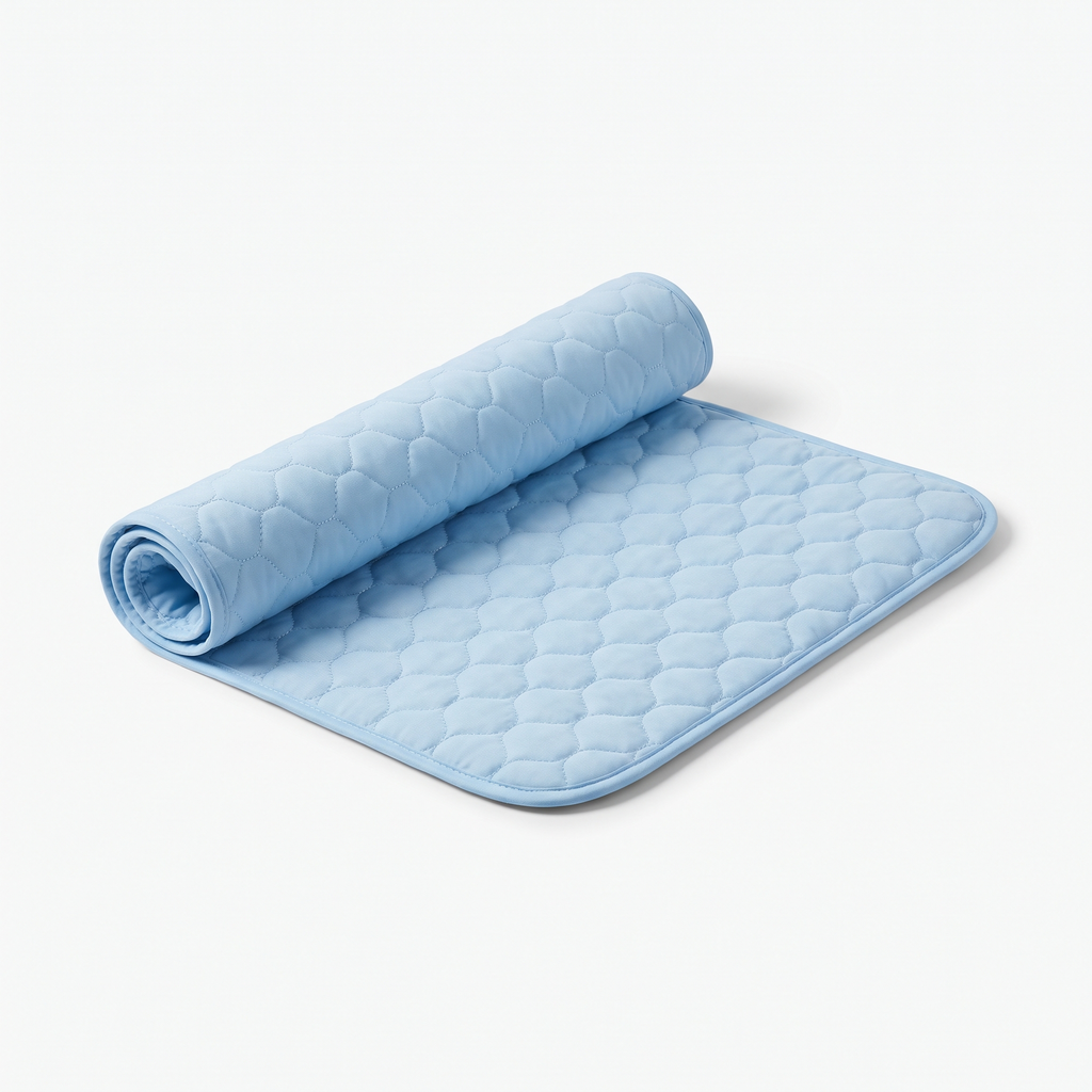 Cooling mat rolled up, foldable and portable